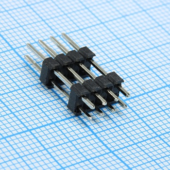 DS1029-04-2X4P8BVA10-B - Штыревой соединитель, 2х4 шаг 2,54мм.,двухрядный (A=6.00мм, H=10.40мм, B=3.00мм)