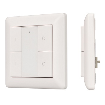 INTELLIGENT ARLIGHT Панель DALI-223-2G-DIM-IN (BUS) 025503 - Встраиваемая кнопочная белая пластиковая панель для работы по протоколу DALI. Управление 2-мя группами. Установка номера первой группы выполняется переключателями на корпусе, функции каждой груп