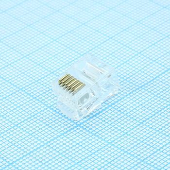 KLS12-RJ12-6P6C-01 - Разъем на кабель 6 контактов, TP6P6C вилка телефонная