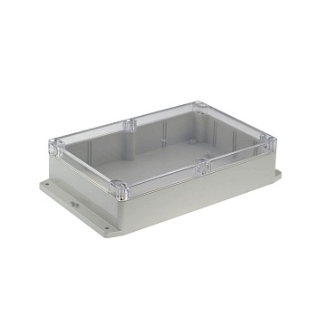 G218CMF - Герметичный корпус из поликарбоната с прозрачной крышкой и фланцем, IP65, светло-серый