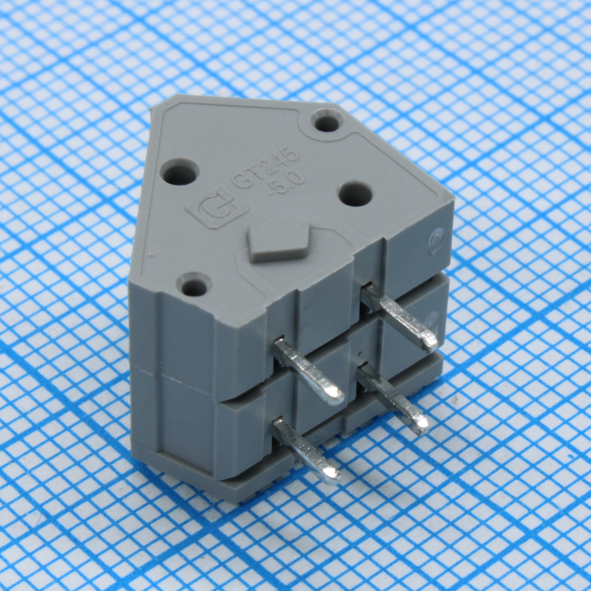 GT245-5.0-02P-11-00 - Нажимной безвинтовой клеммный блок 2 контакта. Зажим типа зажимная клеть. Серия GT245-5.0