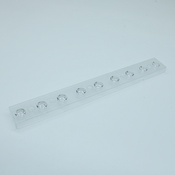 ASL239D9LED15G - Групповая линейная линза на 9 светоточки для светодиодов 3030/3535, 93%, 15°. 9X1, 239mm H:29mm, PMMA