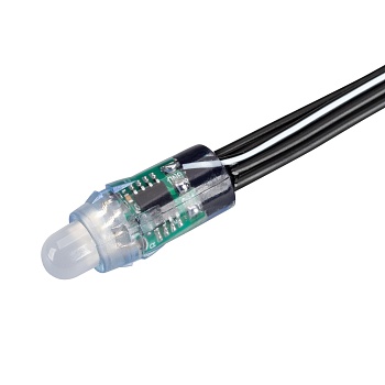 Герметичный управляемый модуль SPI-UVR-D12 12V Cool 10K-BPT (0.3W, IP67, 90 deg) 043437 - Управляемый светодиодный модуль SPI, цвет свечения ХОЛОДНЫЙ 10000K, индекс цветопередачи CRI>80, микросхема LB1908 (совместима с SM16703, WS2811, UCS1903), функция о