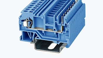 Клемма для разъемов WS2.5P-01P-12 - Клемма для подключения внешнего разъема, тип фиксации провода: пружинный, номинальное сечение: 2,5 мм кв., 22А, 500V, ширина: 5 мм, цвет: синий, тип монтажа: DIN35