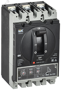 Автоматический выключатель в литом корпусе ARMAT 3P типоразмер A 50кА 125А расцепитель электронный стандартный AR-MCCB-3A-050-0125A-ELSC