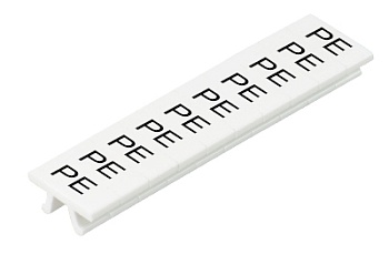 Шильдик M1.008.0104.6 - Маркировка для клемм WKF 1.5, центральная, белая, нанесенные знаки: PE,PE, ... ,PE