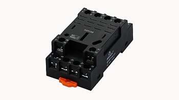 Колодка для реле DPTF14A-E3 - Колодка для реле DRPL-4C, 16A, 300V, фиксация провода: с кольцевым наконечником, с разъемом для модуля DMD, пластик, цвет: черный, монтаж на DIN рейку