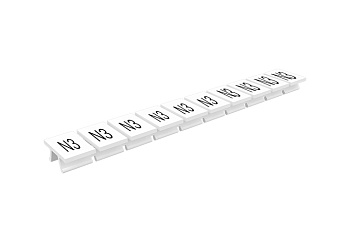 Маркировка  308801/N3 - Маркировочные шильдики для клемм TU/TP/TC, сечением 6 мм кв., 10 шильдиков, нанесенные символы: N3, с горизонтальным, расположением, цвет белый