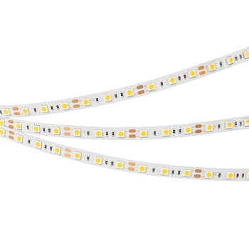 Лента RT-B60-10mm 12V Warm2700 (14.4 W/m, IP20, 5060, 5m) 012349(2) - Светодиодная лента RT-B60, открытая. Светодиоды 5060, 60 шт/м (300 шт на 5 м), белая плата, ширина 10 мм, скотч 3M. Цвет ТЁПЛЫЙ 2700 K, цветопередача CRI>85, угол 120°. Питание 12V, мощ