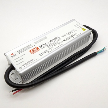 HVGC-100-700B - AC-DC драйвер светодиодов, 100Вт, IP67, ККМ, вход 180…480В AC, 47…63Гц/254…679В DC, выход 700мА/15…142В, изоляция 3750В AC, в кожухе 236х68х39, -40…+70°С, димминг 3 в 1