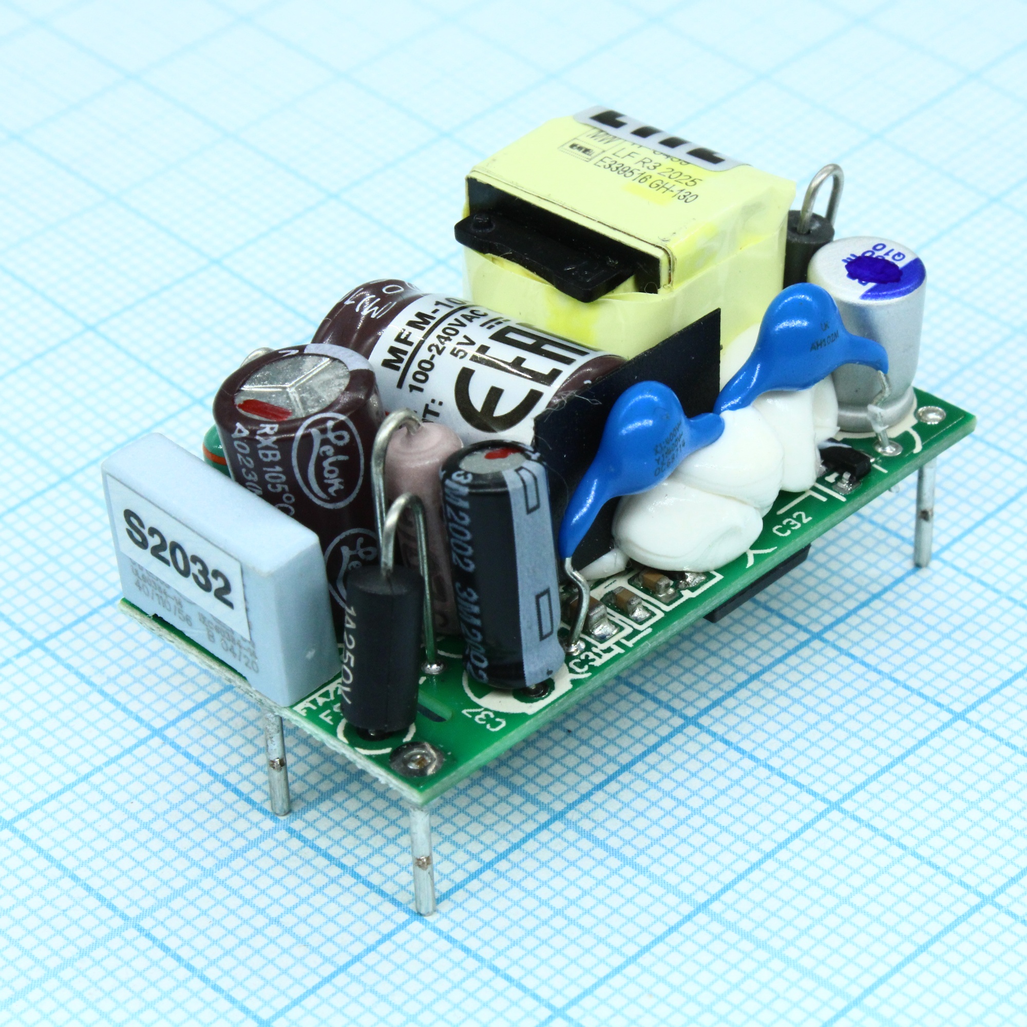 MFM-10-5 - AC-DC med, 10Вт, вход 80...264В AC 47...440 Гц, выход 5В/2А, изоляция 4000В AC, без корпуса 42х22.3х20.5мм, -30...+85°C