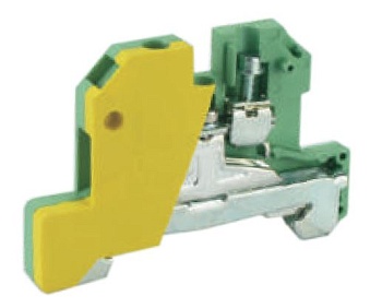 Заземляющая клемма USK-2.5JD - Заземляющая клемма, тип фиксации провода: винтовой, номинальное сечение: 2,5 мм кв., ширина: 6 мм, цвет: желто-зеленый, тип монтажа: DIN 35