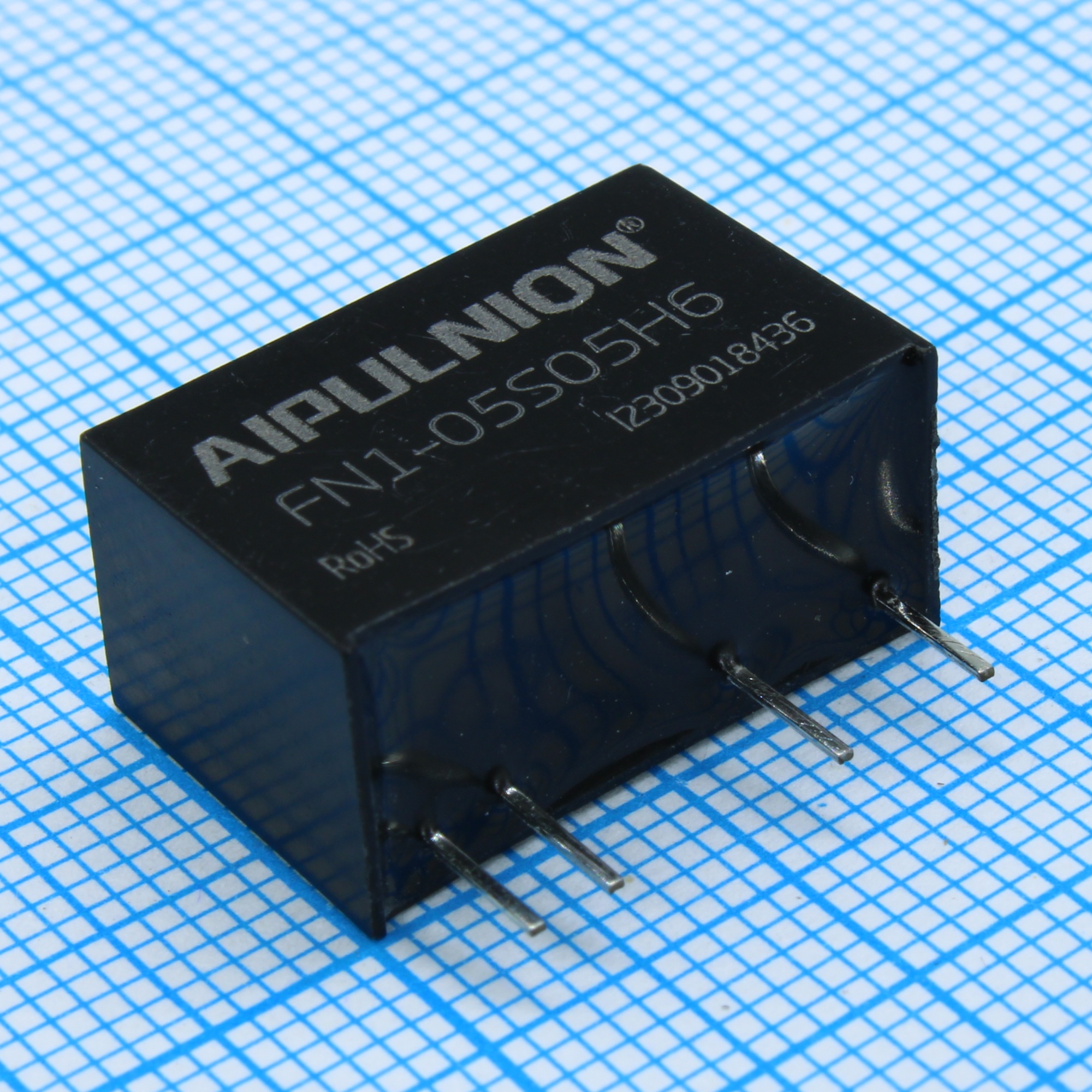 FN1-05S05H6 - DC/DC, 1Вт, вход 4.5…5.5В, выход 5В/0.2А, изоляция 6000В DC, КПД 78…80%, максимальная емкостная нагрузка не более 1000мкФ, SIP7, 19.5x9.8x12.5мм, -40…85°C, пластик