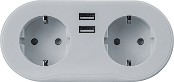 Разветвитель 2-м с заземл. 14 556 Smart Home NSH-ST-02 2хUSB с управлением по WI-FI бел. 14556