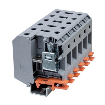 Клемма проходная, винтовой зажим, 2 точки подключения, 240 кв.мм, серая KRUH-240