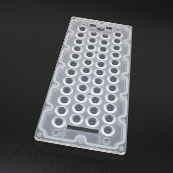 ARHB286D46LED60G - Групповая прямоугольная линза на 46 светодиодов 3030/3535/5050, эфф=90%, диаграмма ~60°, 286mm   H:116mm, PC-1250Z