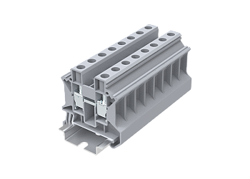 Проходная клемма TU10-2-GY - Проходная клемма, тип фиксации провода: винтовой, номинальное сечение: 10 мм кв., 57A, 1000V, ширина: 10,2 мм, цвет: серый, тип монтажа: DIN 35