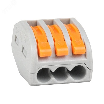 Клемма строительно-монтажная OptiKit СМК 222-413 с рычагом 3 отверстия 0,2-2,5(4,0)мм2