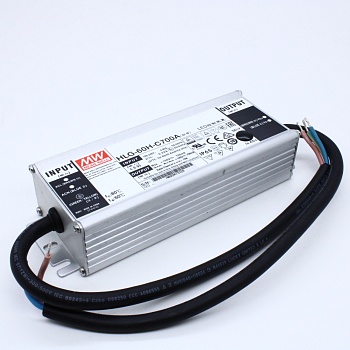 HLG-60H-C700A - AC-DC, 70Вт, IP65, вход 90…305В AC, 47…63Гц/127…431В DC, PFC, выход 50-100В/0.7А, встр. потенц. рег. выхода 0.42…0.7A, изоляция 3750В AC, в кожухе 171х61.5х36.8, -40…+70°С