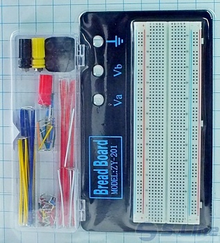 ZY-201 (+J) - Макетная плата 830 точек на алюминиевой основе 165х55х8.5мм с перемычками-джамперами 120шт в комплекте