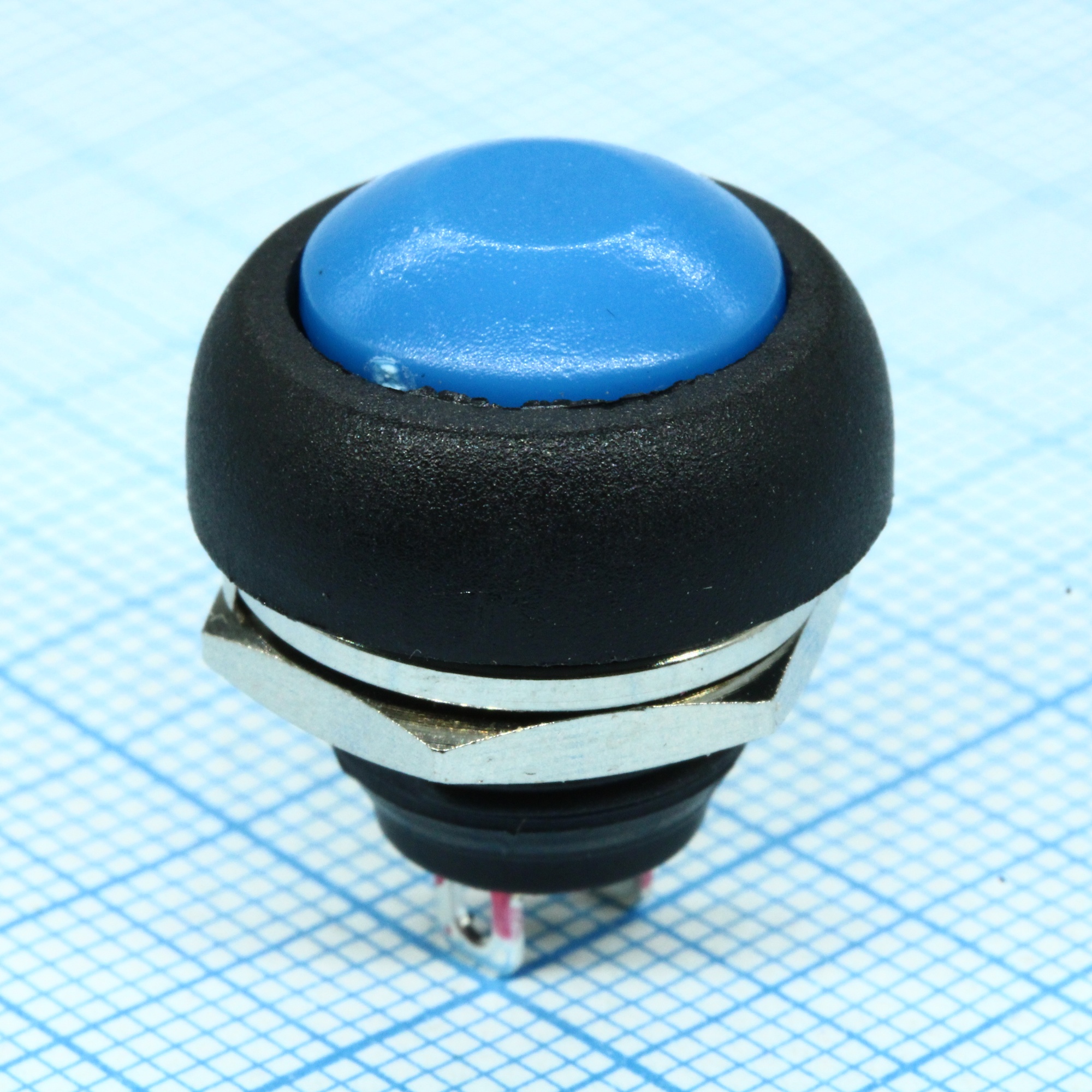 PBS-33B синий - Кнопка без фиксации 1А 250В OFF-(ON) круглая М12