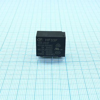 HF33F/024-ZS3F - Реле силовое 5А одна группа на переключение катушка 24В
