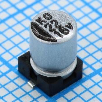 CK016M220C5APKKKV00R - Конденсатор алюминиевый электролитический 22мкФ 16В ±20% (4 X 5.4мм) для поверхностного монтажа 2000час 105°С лента на катушке