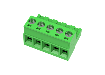 Розеточный разъем на кабель MC-RB5.08H05C-0001 - Розеточный разъем, прямой, на кабель, шаг: 5.08 мм, 5 полюсов, фиксация провода винтовая, исполнение: стандартное, 320V, 18A, цвет: зеленый