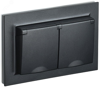 Розетка 2-м СП BRITE РСбш12-3-44-БрЧ 16А в сборе IP44 с крышкой черн. BR-R26-16-44-K02-F