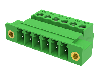 Вилочный разъем на кабель MC-PB3.81H05C-I-0001 - Вилочный разъем, прямой, на кабель, шаг: 3.81 мм, 5 полюсов, фиксация провода винтовая, исполнение: с упорами для защелок, 160V, 8A, цвет: зеленый Вилочный разъем на кабель MC-PB3.81H05C-I-0001 - Вилочный разъем, прямой, на кабель, шаг: 3.81 мм, 5 полюсов, фиксация провода винтовая, исполнение: с упорами для защелок, 160V, 8A, цвет: зеленый