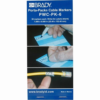 brd35402 - PWC-PK-6 кабельные маркеры, материал-самоламинирующийся винил В-292, цвет-белый, размер 25,4ммх152,4мм, 30 шт/упак.
