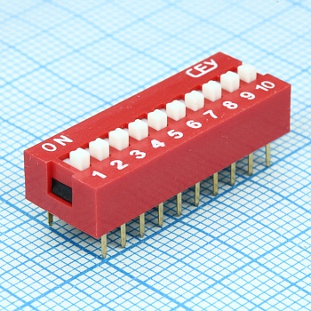 DS1040-10RN - Переключатель DIP 10 групп красный