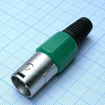 CANNON 78G 3M - Аудио разъём XLR - вилка кабельная, 3 контакта, цвет - зелёный